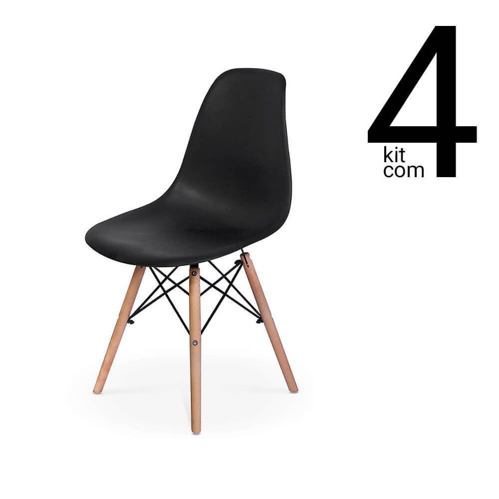 Conjunto 4 Cadeiras Eames Dsw Preta - 1
