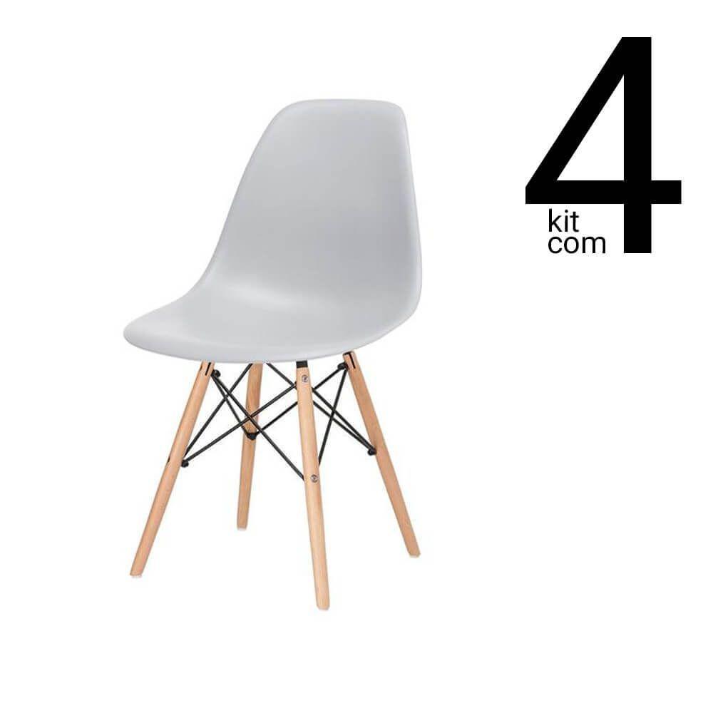 Conjunto 4 Cadeiras Eames Dsw Cinza - 1