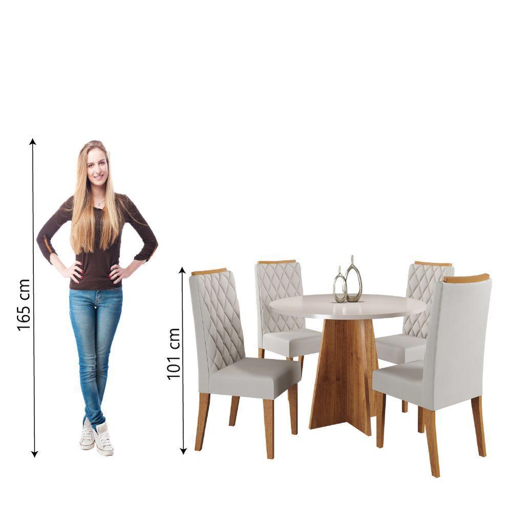 Conjunto De Mesa Sala De Jantar Redonda 0,90m 4 Cadeiras Fin Veludo Viero Madeirado - 6
