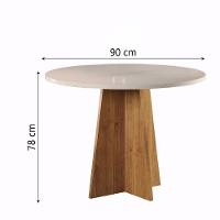 Conjunto De Mesa Sala De Jantar Redonda 0,90m 4 Cadeiras Fin Veludo Viero Madeirado - 3