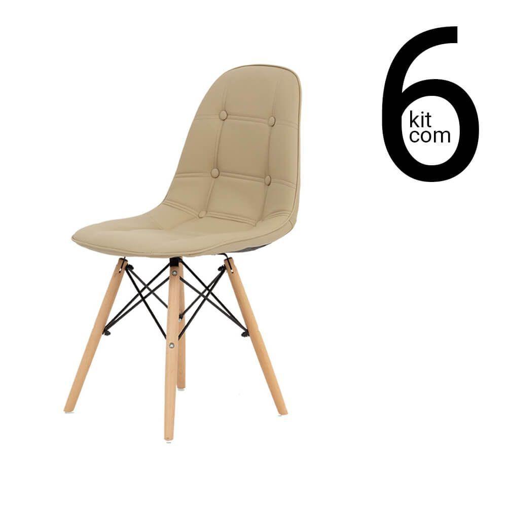Conjunto 6 Cadeiras Eames Dsw Botonê Fendi - 1