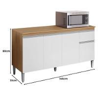 Balcão De Cozinha Tatiane Com Tampo 145cm Amêndoa Branco - Ajl - 2