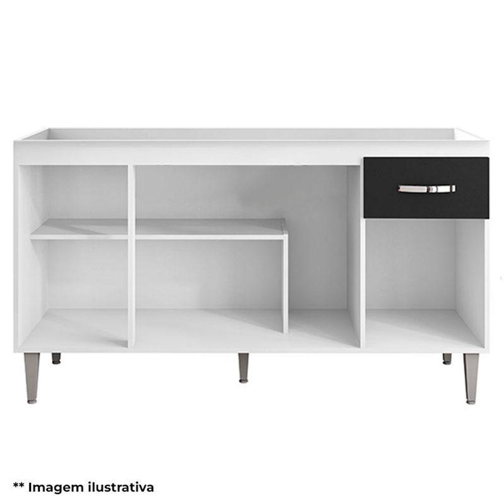 Balcão De Cozinha Ambiente Gabriela Com Tampo 150cm Amêndoa Branco - Ajl - 3