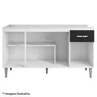 Balcão De Cozinha Ambiente Gabriela Com Tampo 150cm Amêndoa Branco - Ajl - 3