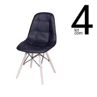 Conjunto 4 Cadeiras Eames Dsw Botonê Preta - 1