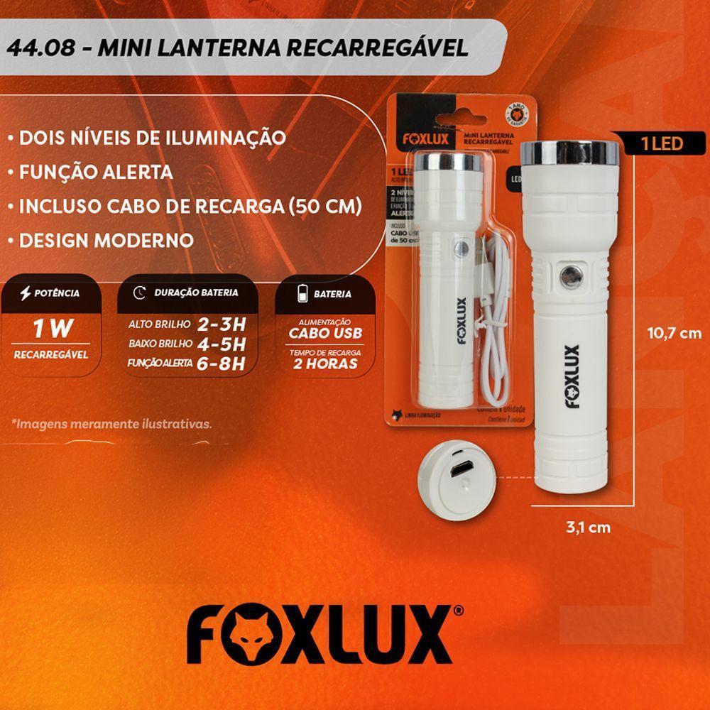Mini Lanterna Recarregável 1 Led Com Zoom Foxlux - 5