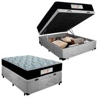 Cama Box Baú Casal Suede + Colchão Molas Ensacadas Sereneprime Sonnolux 138x188x69 Cinza - 1