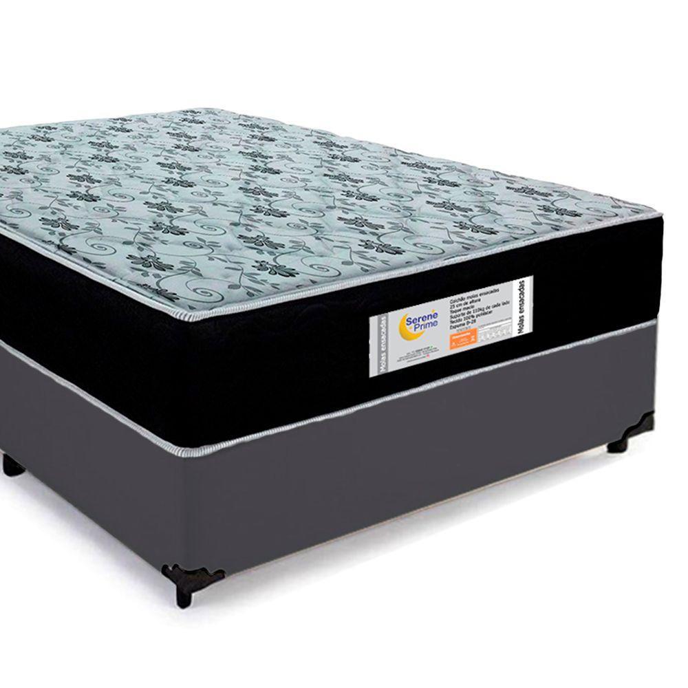 Cama Box Casal Suede + Colchão Molas Ensacadas Sereneprime Sonnolux 138x188x65 Cinza - 8
