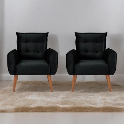 Jogo De Poltronas Decorativas Park Veludo Preto