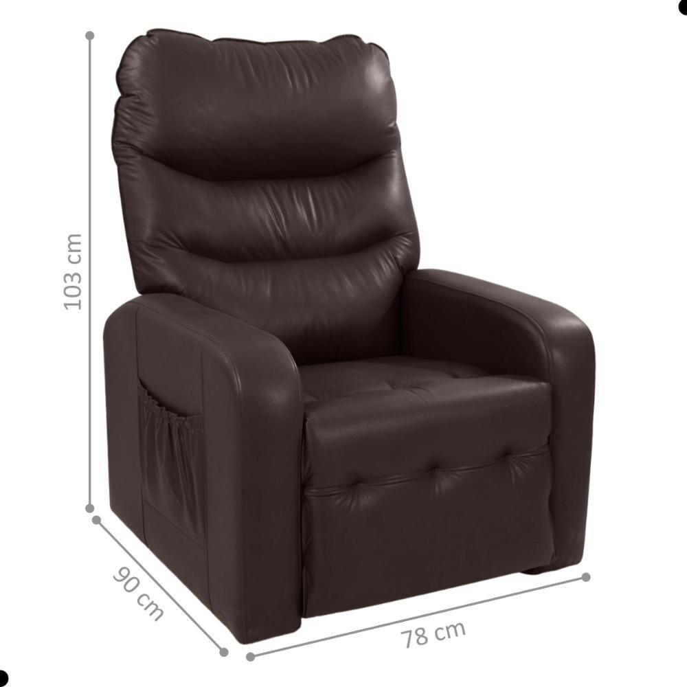 Poltrona Reclinável Para Descanso Julia Sintetico Marrom - 4