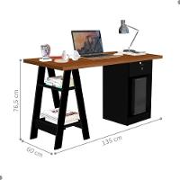 Escrivaninha Com 1 Gaveta Com Chave Valência Canela Preto - 2