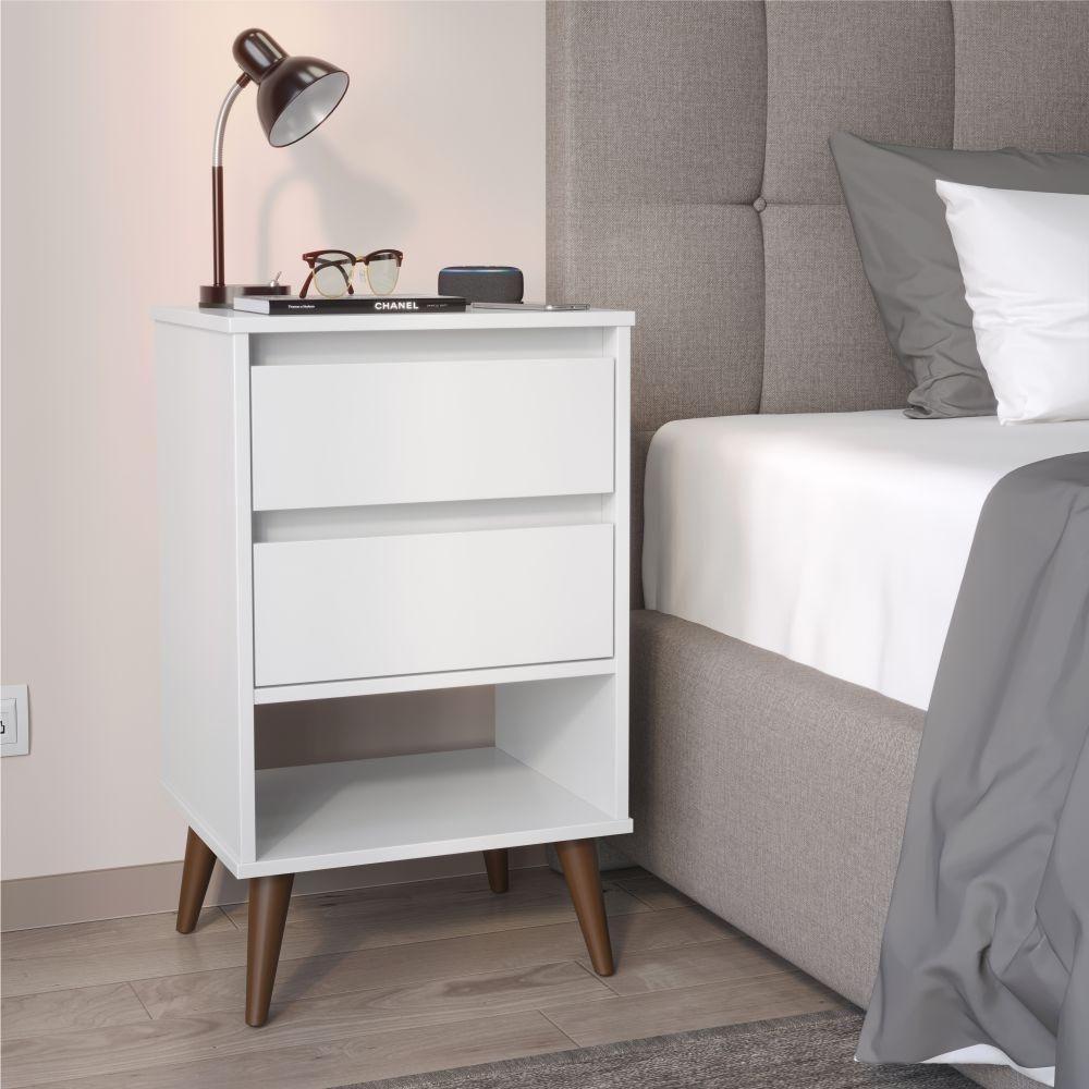 Mesa De Cabeceira Retrô Melu Branco - 1