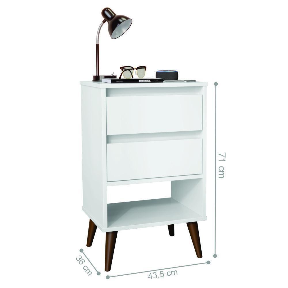 Mesa De Cabeceira Retrô Melu Branco - 2