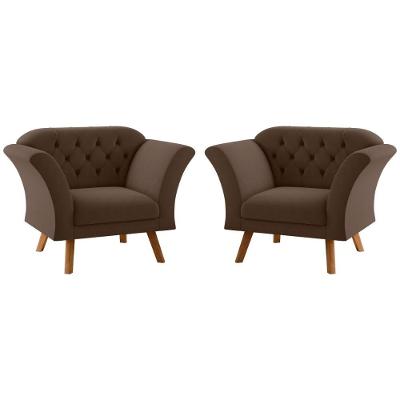 Conjunto Poltrona Decorativa Roseira Inca Marrom