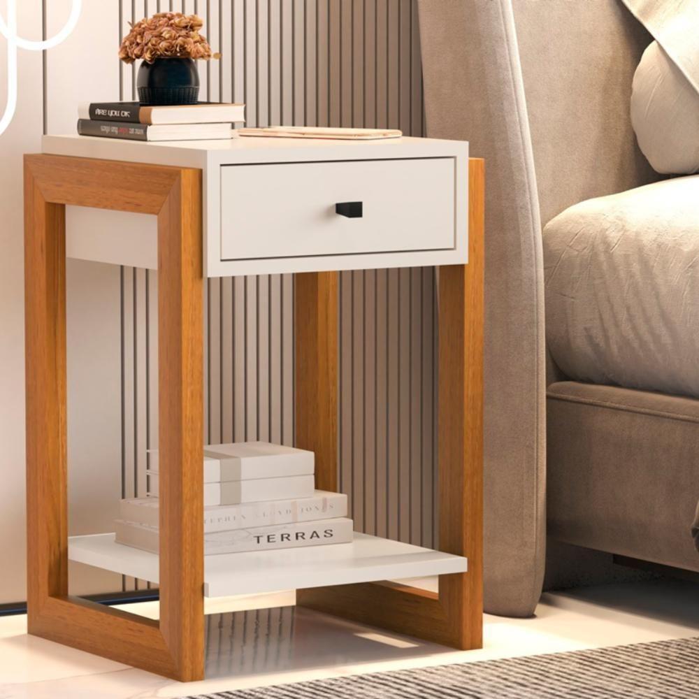 Mesa De Cabeceira Com 1 Gaveta Mexico Perola Brilho - 1