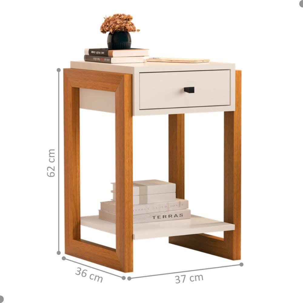 Mesa De Cabeceira Com 1 Gaveta Mexico Perola Brilho - 2