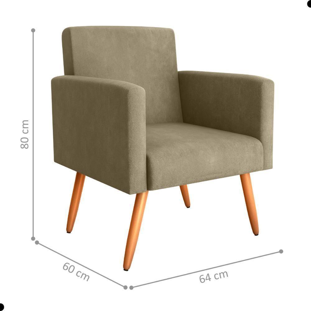 Conjunto Poltronas E Puff Iara Veludo Turkey Cappuccino - 2