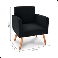 Conjunto Poltronas E Puff Anari Veludo Inca Preto - 2