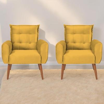 Jogo De Poltronas Decorativas Park Veludo Amarelo