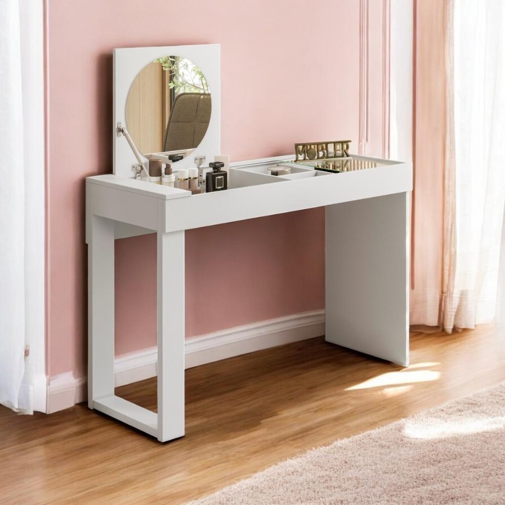 Escrivaninha Penteadeira Com Espelho Amalia Branco Fosco - 1