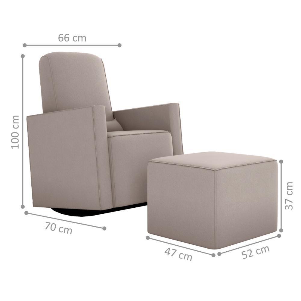 Poltrona Para Amamentação Com Puff León Suede Bege - 2