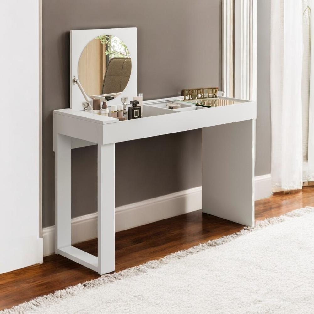 Escrivaninha Penteadeira Com Espelho Midletown Branco Fosco - 1