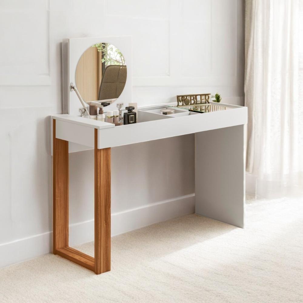 Escrivaninha Penteadeira Com Espelho Midletown Branco Fosco Cinamomo - 1