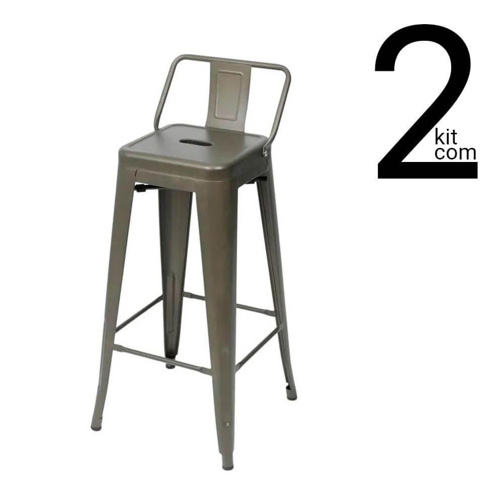 Conjunto 2 Banquetas Tolix Com Encosto Baixo - Bronze - 1