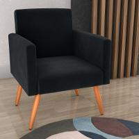 Poltrona Para Decoração Belém Veludo Inca Preto - 1