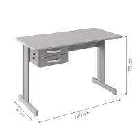 Mesa De Escritório Cinza Escrivaninha Com 2 Gavetas Boston - 2