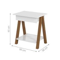 Mesa De Cabeceira Com Gaveta Verona Amadeirado Branco - 2