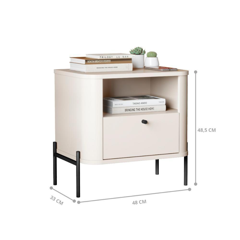 Mesa De Cabeceira Sweet Dreams Off White Preto - 3