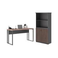 Kit Escrivaninha E Armario China Noce Preto - 1