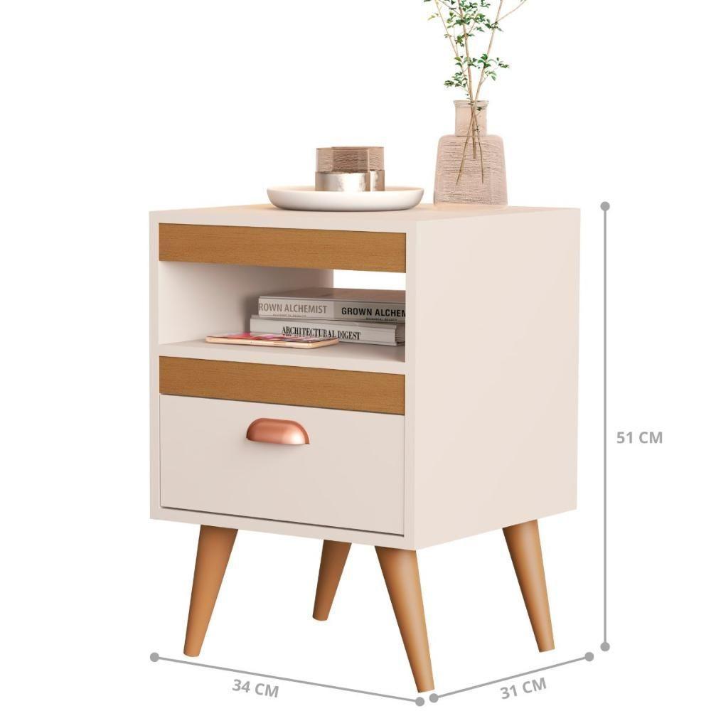 Kit Mesa Cabeceira 2 Unidades Erba Off White Ype - 2