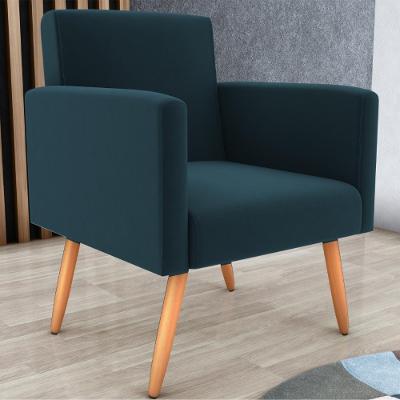 Poltrona Para Decoração Belém Suede Petróleo