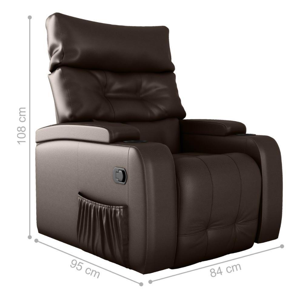 Poltrona Giratória Reclinável Gaia Sintetico Marrom - 2
