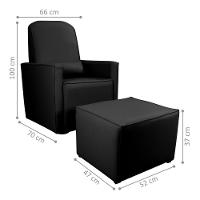 Poltrona Para Amamentação Com Puff León Sintetico Preto - 2