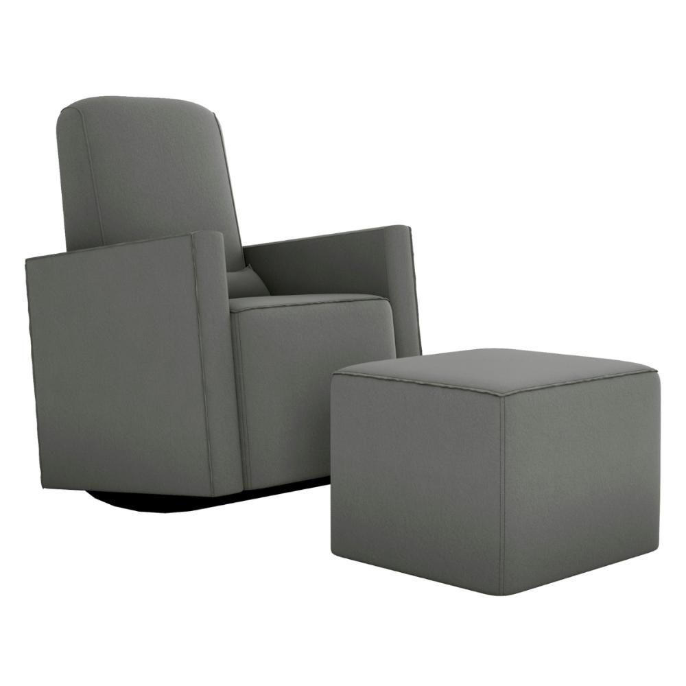 Poltrona Para Amamentação Com Puff León Suede Cinza - 3