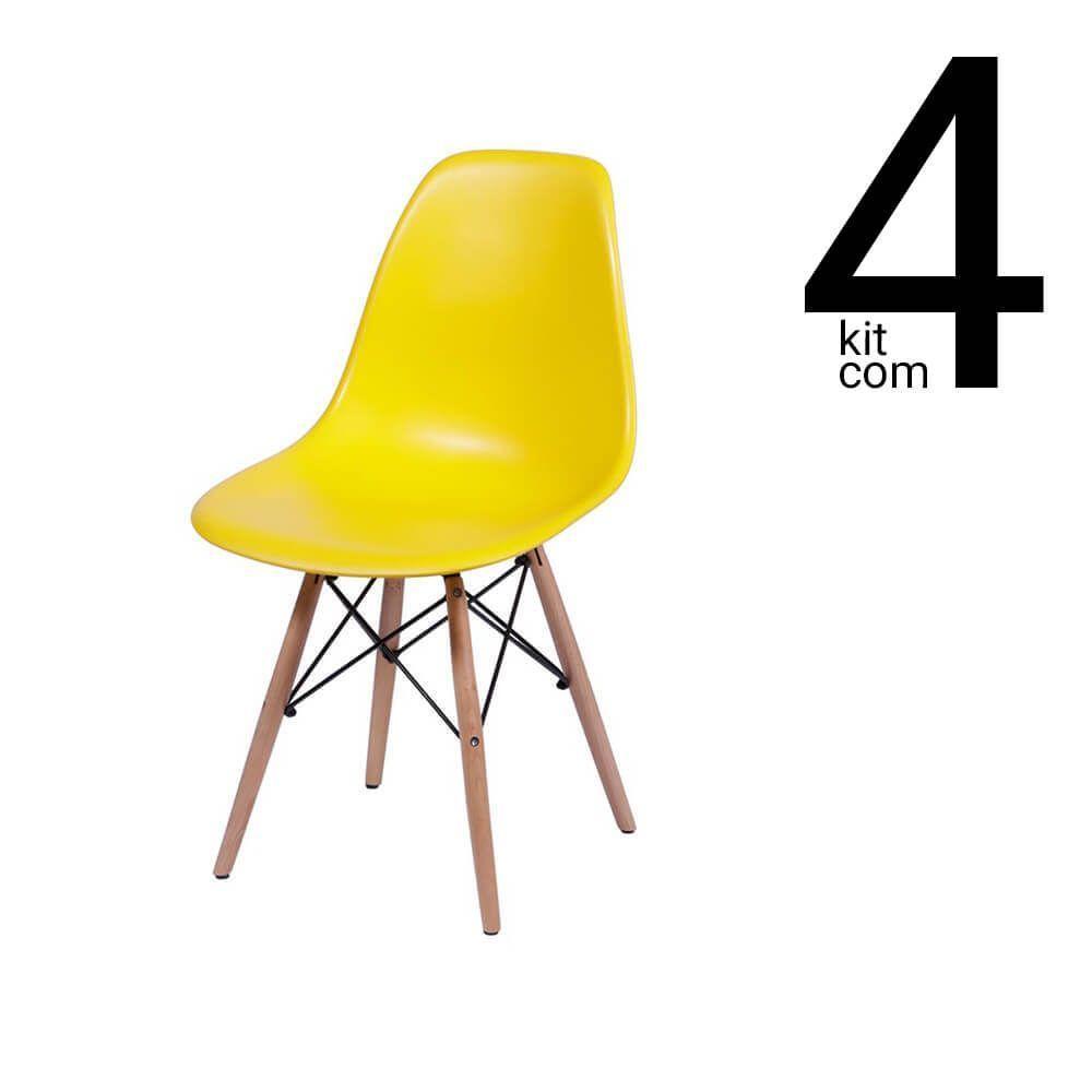 Conjunto 4 Cadeiras Eames Dsw Amarelo - 1