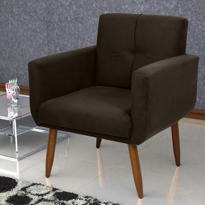 Poltrona Decorativa Juan Suede Marrom Casa H