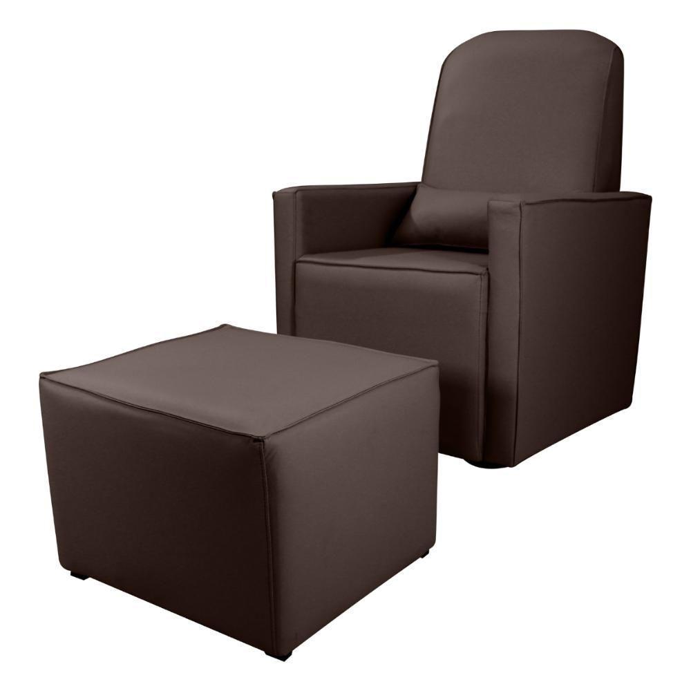 Poltrona Para Amamentação Com Puff Ana Sintetico Marrom - 3