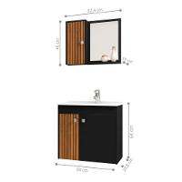 Conjunto Para Banheiro Com Armário Dublin Preto Ripado - 2