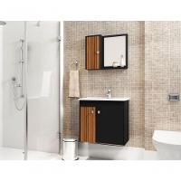 Conjunto Para Banheiro Com Armário Dublin Preto Ripado - 5