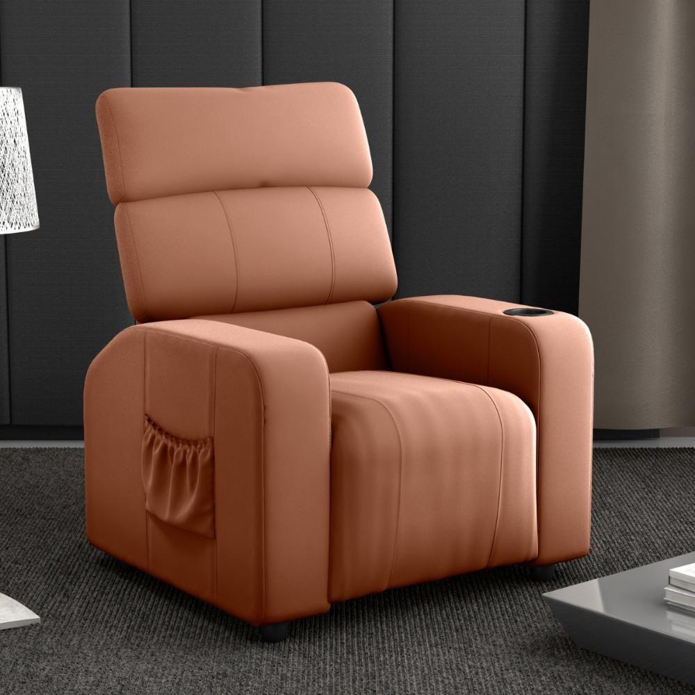 Poltrona Reclinável Para Sala Hull Veludo Ferrugem - 1