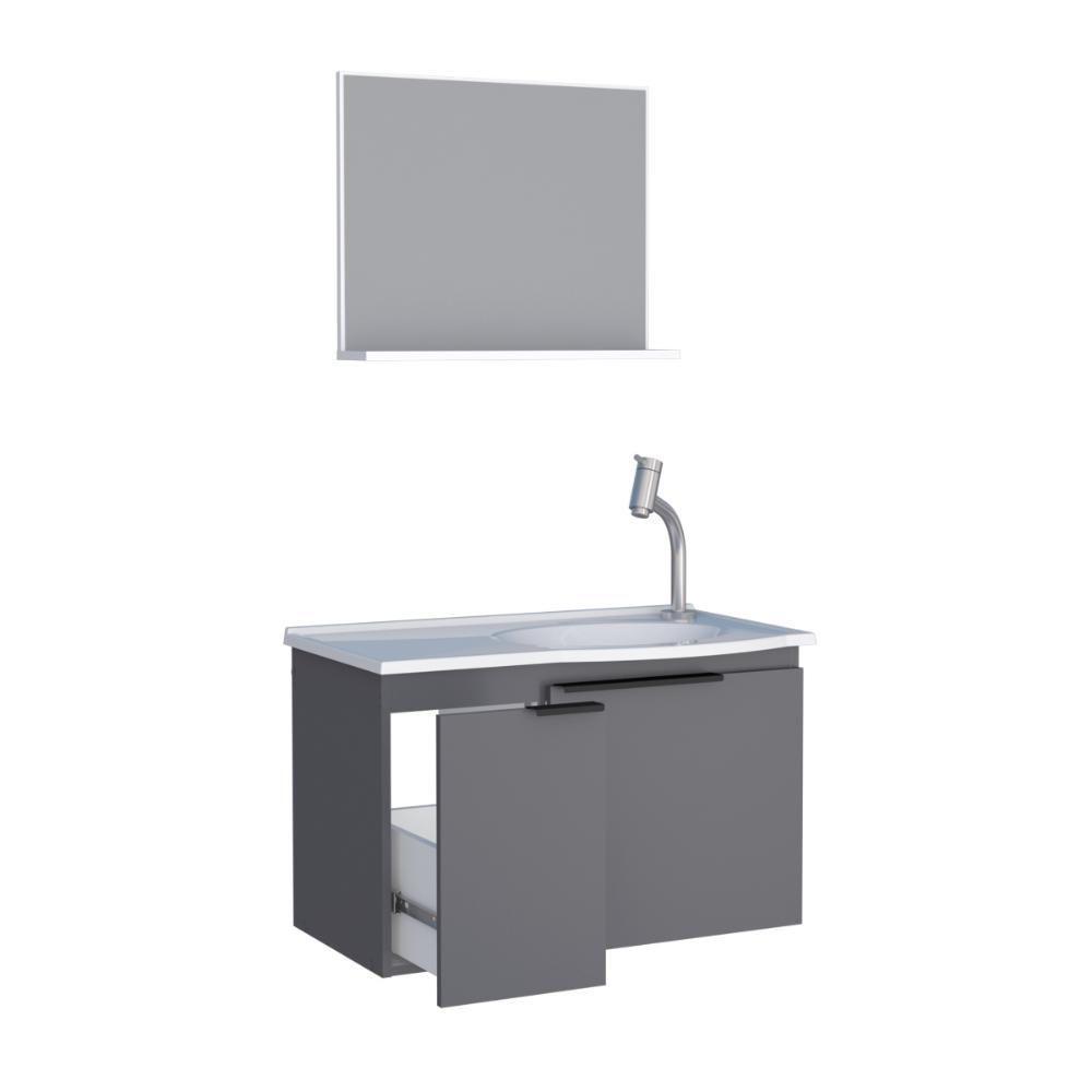 Kit De Banheiro Com Espelho Baku Cinza - 4