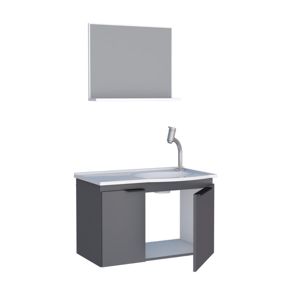 Kit De Banheiro Com Espelho Baku Cinza - 5