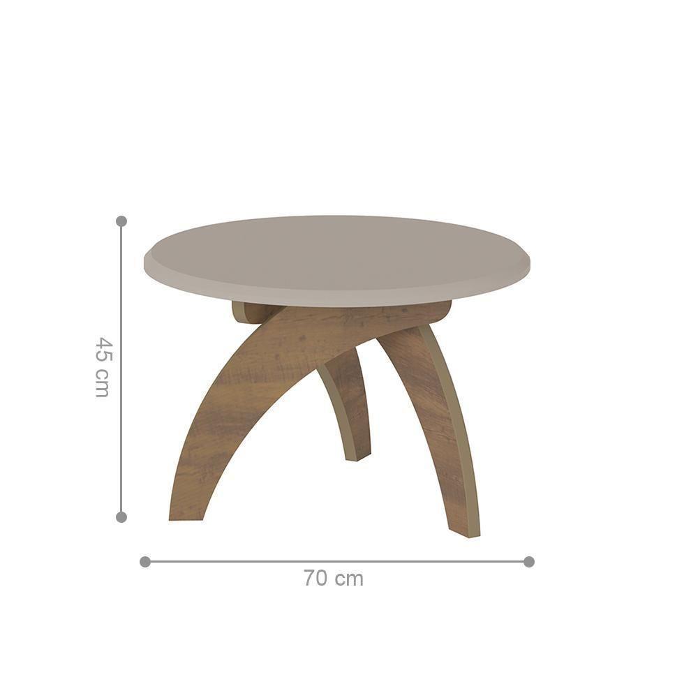 Mesa De Centro Redonda Retrô Calisto Off White Pinho - 2