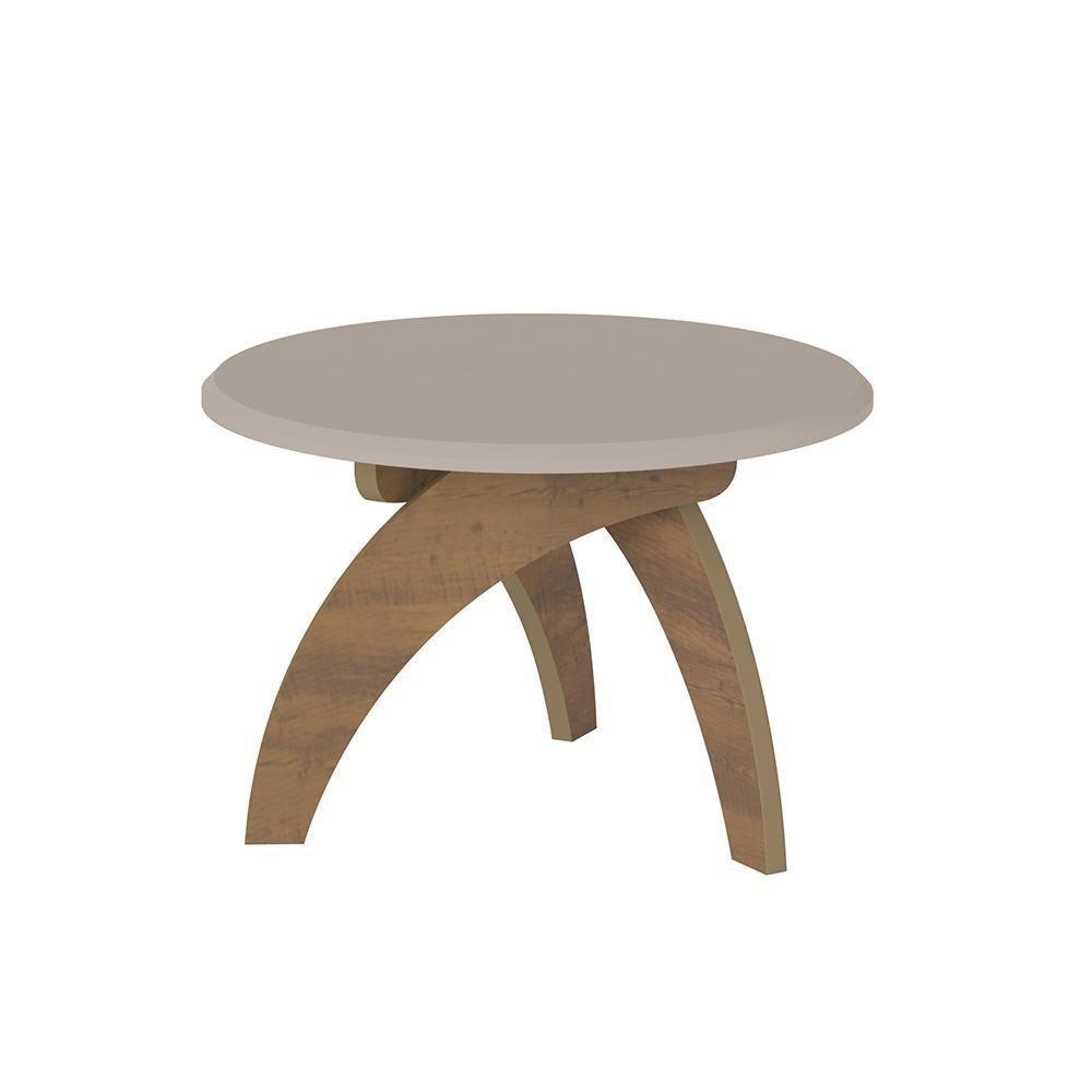 Mesa De Centro Redonda Retrô Calisto Off White Pinho - 4