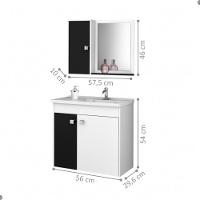 Jogo De Gabinete E Espelheira Annecy Branco Preto Fosco - 2