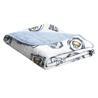 Cobre Leito Tecebem Baby Malha 100% Algodão Estampado Guilherme 85cm X 145m Azul